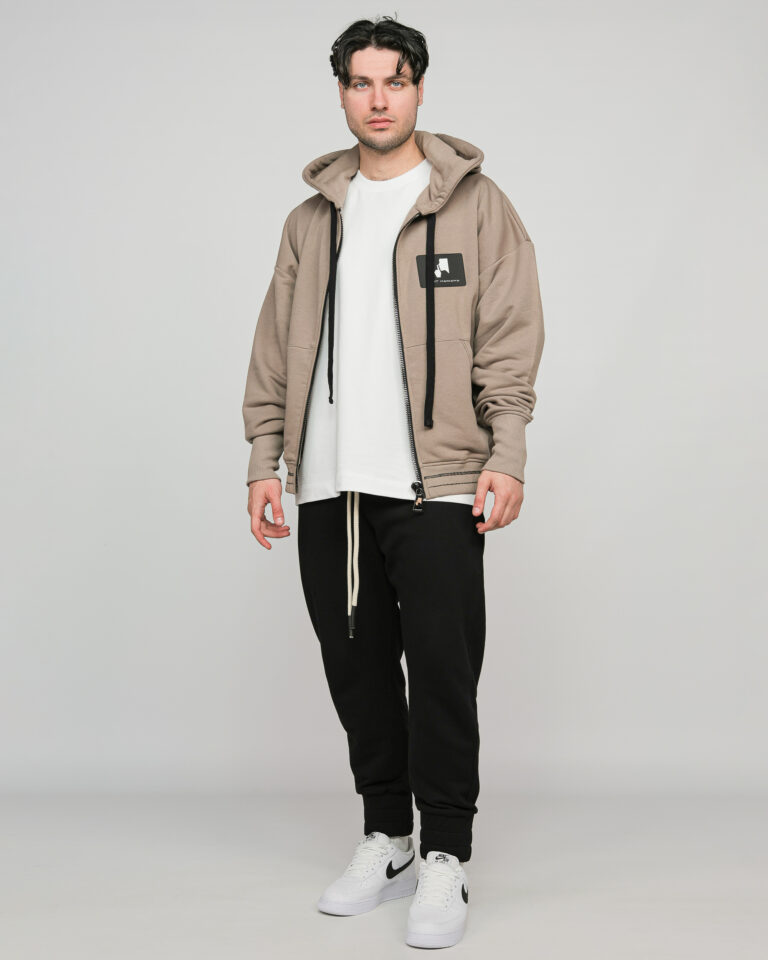 4--STRUCTURE--Taupe zip hoodie